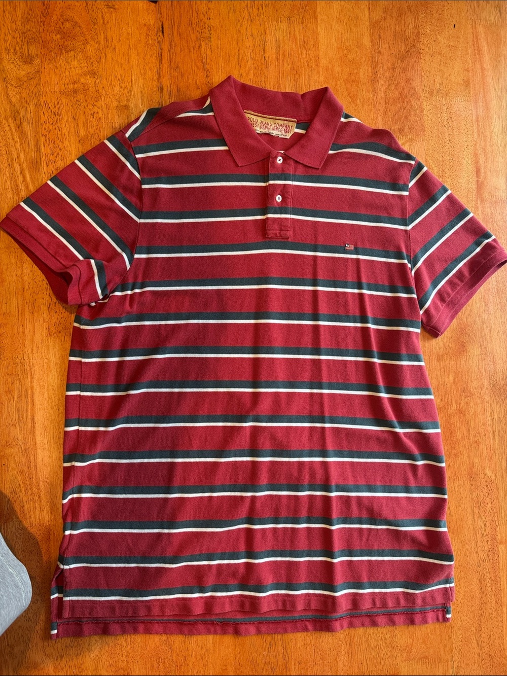 Men's Polo Ralph lauren Burgundy / Red & White Striped Polo Shirt Mens XXL